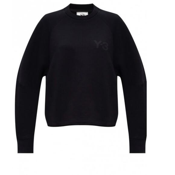 Y-3 Womens Black Long Sleeve Logo Crew Neck Cozy Sweater Sweatshirt Top Size M - Picture 7 of 14